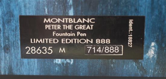 A Montblanc Peter The Great Patron of Art Series limited edition 888 fountain pen,